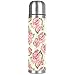 Retro różowe róże kwiaty i białe kropki termos izolowany próżniowo butelka na wodę kompaktowy kubek podróżny do kawy ze stali nierdzewnej 43 ml