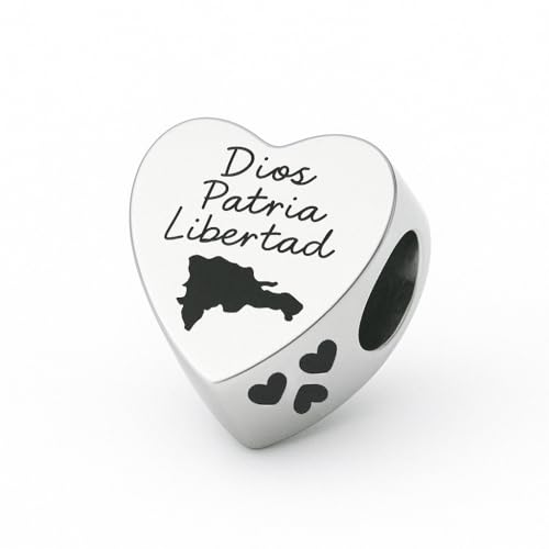 Dominican Heart Map and Round Charm, Dominican Republic Gift Charm, Sterling Silver, Gift For Wife, Women, Friends, Family, Compatible To Pandora3