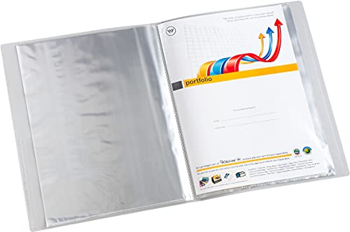 Image of Worldone A4 Size | Presentation Display Book File | Made of 1 mm Virgin PP Sheet | 60 Bound Top Loading Plastic Binder Sleeves | Ideal for Office, School & College | Grey (Pack of 1)