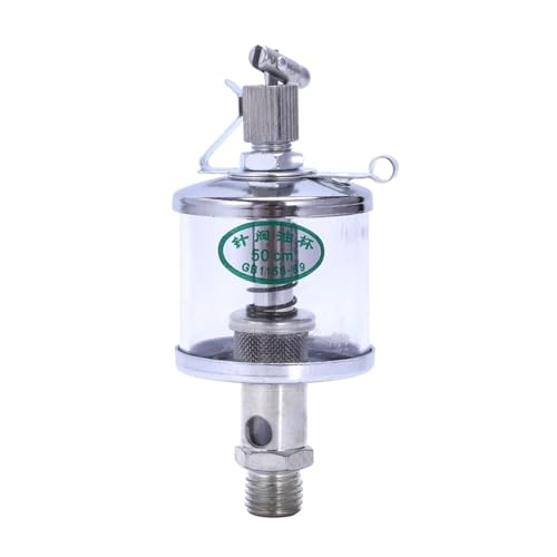 Oliatore automatico for alimentazione a goccia 50 ml, oliatore for alimentazione a goccia argento trasparente, coppa deIl'olio con valvola a spillo for lubrificatore della macchina motore 1pz