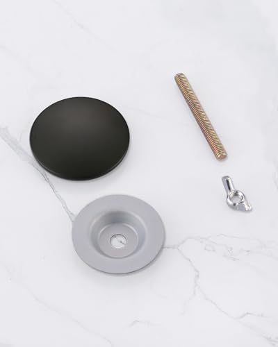 1 Stück Spültischabdeckung - Küche, Bad Lochabdeckung,Wasserhahn Abdeckung,Spülbeckenlochabdeckung,Hahnlochstopfer,Runde Überlaufabdeckung,Waschbedecken Zubehör,43mm Metallabdeckung, Schwarz