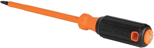 Klein Tools 6846INS Insulated Screwdriver, Made in USA, 1000V #2 Square Tip Screwdriver with 6-Inch Shank, Tip-Ident, Cushion-Grip Handle