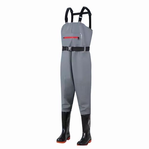 KPHYMOD Chest Waders Waterproof PVC Hip Waders，Lightweight Fishing Wading Boots for Men and Women，with Adjustable Straps(Gray,8)