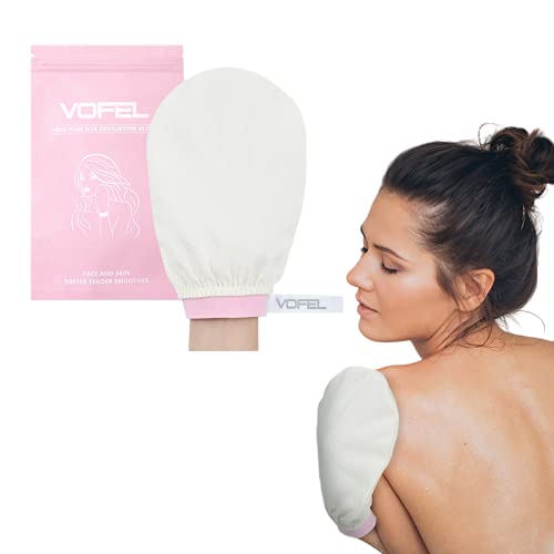 Silk Exfoliating Mitt,Deep Exfoliating Mitt Body Scrub And Face Scrub,Dead Skin Removal Smooth Skin And Keratosis Pilaris Treatment
