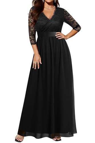 wrap dress plus size black lace maxi dress Pinup Fashion Wedding Dresses for Bride Plus Size Formal Evening