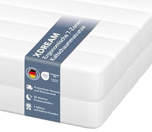 XDREAM Pure 7-Zonen Matratze 180x200 cm | H3 (Härtegrad 3) weich | Ergonomische Kaltschaummatratze | Hypoallergen & Antibakteriell | Bezug abnehmbar & waschbar | Öko-TEX® | (11cm, 180 x 200 cm)