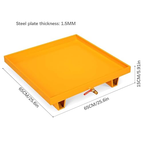 XBTGS Palé industrial de contención de derrames con drenaje, bandeja a prueba de fugas para almacenamiento de bidones de aceite, uso resistente en almacenes y fábricas, 65 x 65 x 15 cm, 65 x 65 x 15