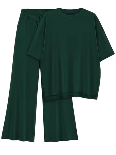 Image of TYSORT Women Casual Summer co ords Set Track Suit Oversized Top Baggy Pant,Top and Pajama Set