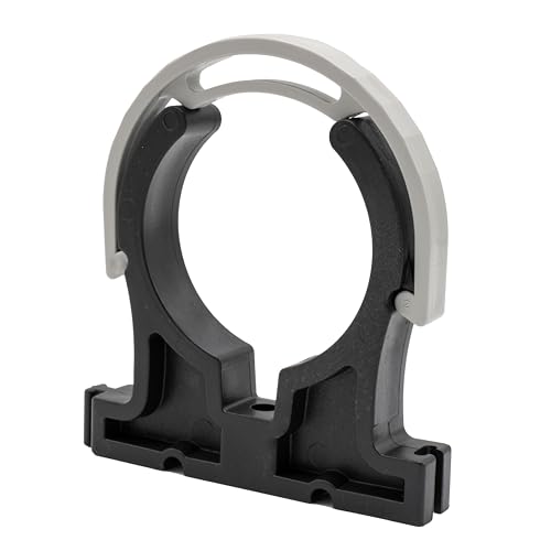 Baumaxxe 10x PVC Rohrschellen 50mm I Rohrklemme mit Verschlussbügel und Schraubloch I Rohr Klemmschelle Kunststoff schwarz I Für Pool Verrohrung Druck und Saugleitung I bm048