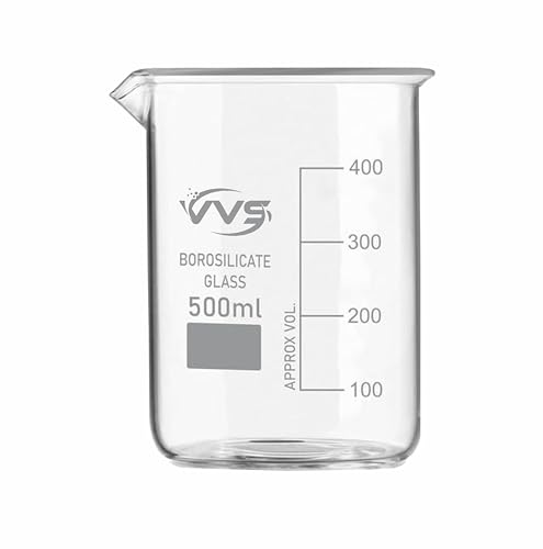 Image of VVS Borosilicate Glass Beaker 500ml pack of 8 of For School College, Lab Laboratry and professional use