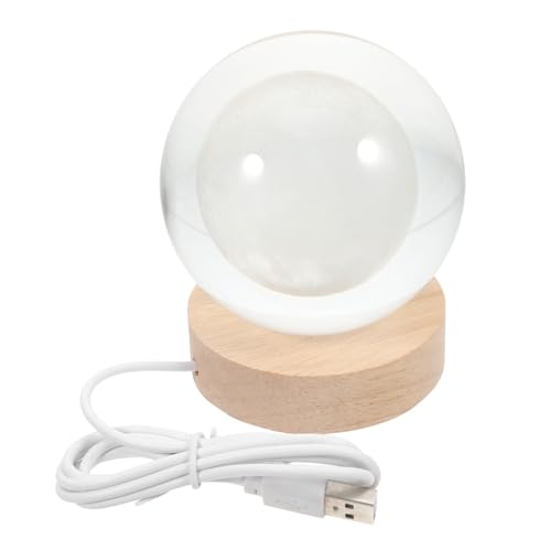 Lámpara de Luna 3D con Base de Madera LED USB 8cm miniatura 1
