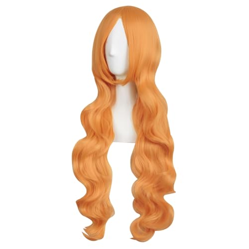 Image of MapofBeauty 32 Inch /80 cm Long Hair Spiral Side Bangs Curly Cosplay Costume Synthetic Wig (Orange)