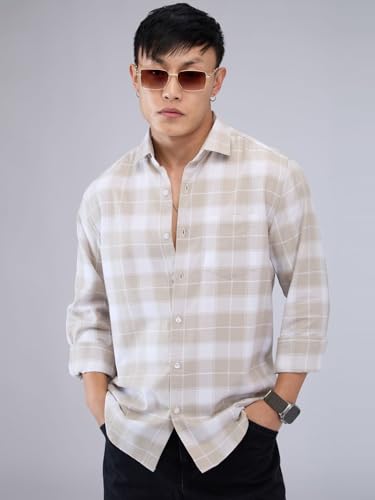 Image of VASTRADO Greige & White Checkered Shirt
