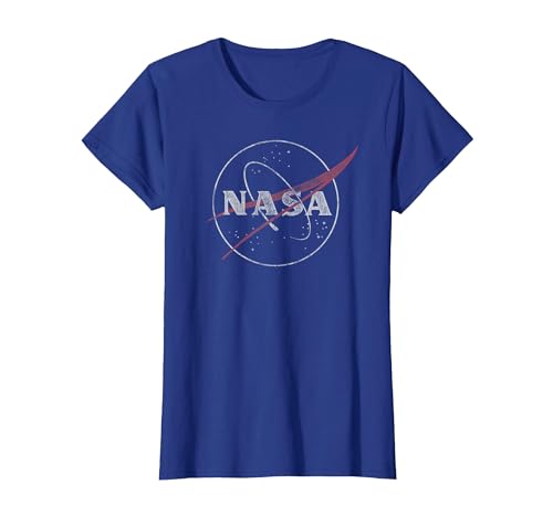 Image of NASA Retro Distressed Bug Logo Space Exploration Science T-Shirt, Women, Royal Blue, Small