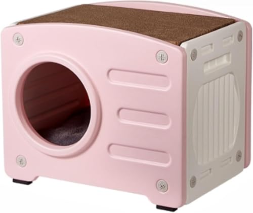 GrnArt 猫ハウス キャットハウス フィット かわいい 猫ベッド 安心 信頼 ペットハウス 子犬ハウス 防風 通気性 耐荷重 夏 冬 オールシーズン ホーム 室内 カメラ ペット砂 厚手 猫ハウス (ピンク)