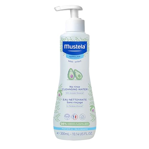 Mustela Baby Cleansing Water - No-Rinse Micellar Water - with Natural Avocado & Aloe Vera - for Baby's Face, Body & Diaper - 10.14 fl. oz.
