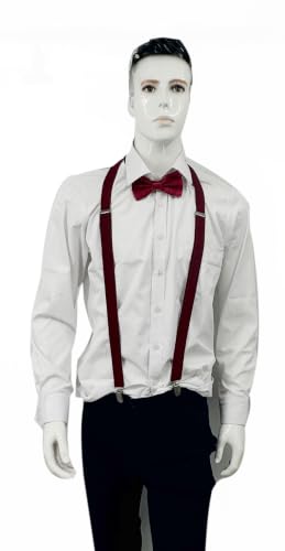 Image of Men's Suspenders Bowtie Set Elastic Y Shape Style Women's Suspenders Bowtie For Wedding&Formal Events