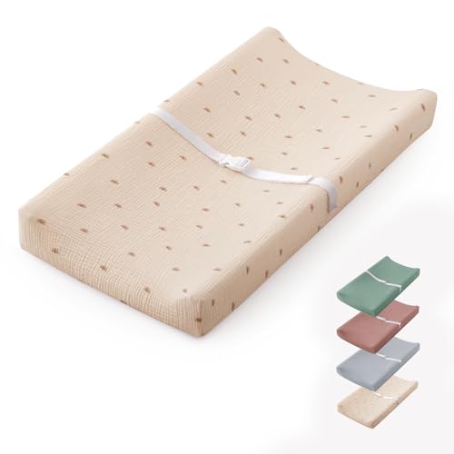 Image of Blissful Diary Muslin Baby Changing Pad with Waterproof Lining Foam, Diaper Changing Table Pad with Cover for Dressers (Sunshine, Rectangular)