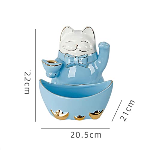 Statue boîte de rangement salon chambre étude bureau chat bleu clair - 6