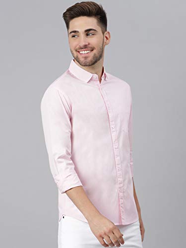 Image of Dennis Lingo Men Cotton Solid Slim Fit Casual Shirts