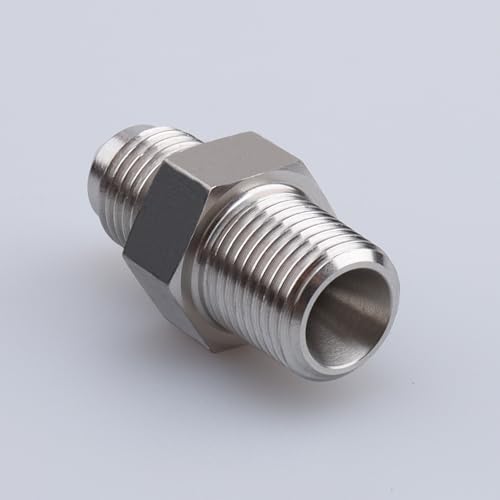 Image of Stainless Steel 1 /8 inch or 1 /8 inch NPT Male to 3AN 3 /8-24 thread AN3 Male Flare brake Hose Fitting Adapter