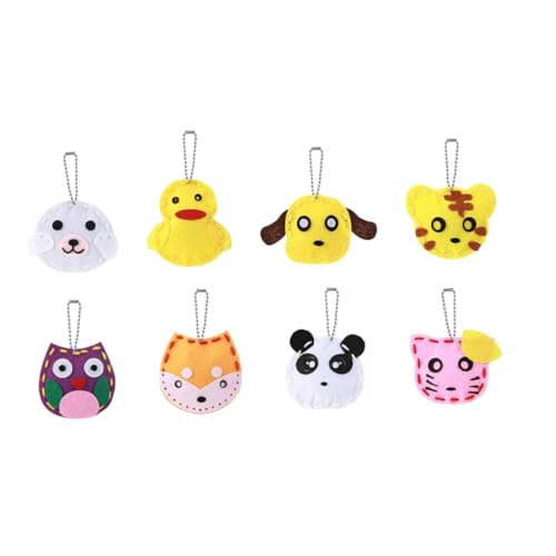 Yardwe 8Pcs DIY Animal Shape Pendant Kit for Fun Schoolbag Decoration Craft with Non Woven Fabrics for Developing Practical Skills and Creativity Random Styles Included
