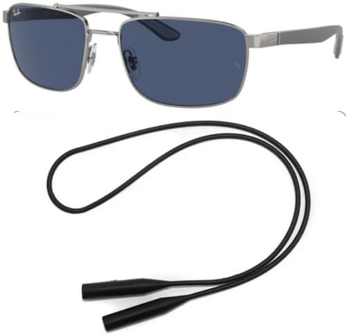 Ray-Ban RB3737 Sunglasses Bundle: RB 3737 004/80 Gunmetal/Dark Blue Policarbonate Standard and Universal Anti-slip Silicone Leash2