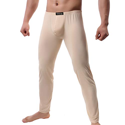 YUFEIDA Men's Compression Half Tights Leggings Sheer Swimwear Shorts Trunks Pant (M, Thicker Beige)