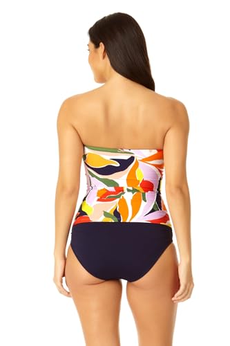 Image of Anne Cole womens Front-shirred Bandeau One-piece Swimsuit One Piece Swimsuit