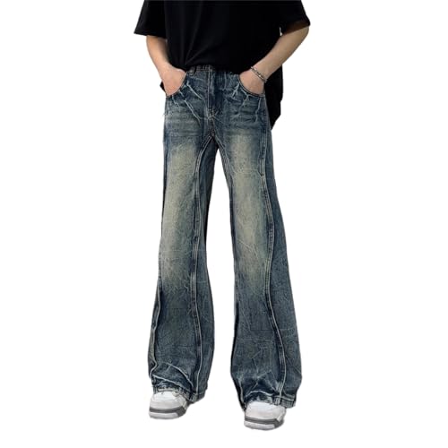 Men's Jeans Spring Summer American Retro Patchwork Denim Wide Leg Long Pants for Men