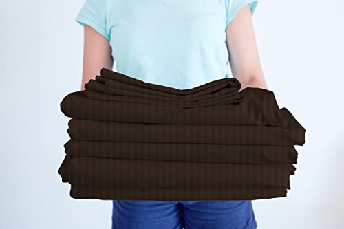 Image of BSB HOME 210 TC Premium Glace Cotton Striped /Lining Plain Bedsheet for Double Bed King Size with 2 Pillow Covers for Home-Hotels-Guest House- Brown or Coffee