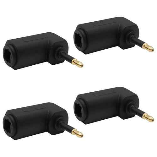 YARCHONN Mini Toslink - Adaptador digital de fibra óptica de audio hembra a 90 grados 3,5 mm Jack Mini Toslink ángulo recto macho cable de audio adaptador para TV Soundbar Home Cinema - 4 unidades