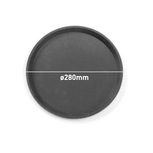 HENDI Serviertablett, rund, Rutschfester Gummibeschichtung, Schock- und bruchfest, flachem Rand, Gastro Tablett, Tablett, ø280x(H) 20mm, Polypropylen, Schwarz