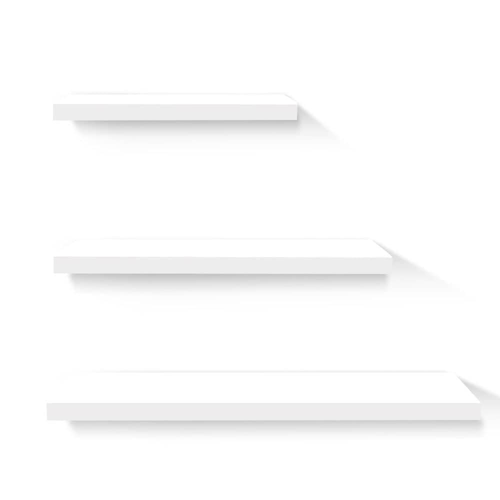 Artiss Floating Wall Shelf, Set of 3 Shelves Corner Bookshelf Storage Display Rack Decor Bathroom Organiser, Wall-Mounted DIY Sturdy Metal Frame White