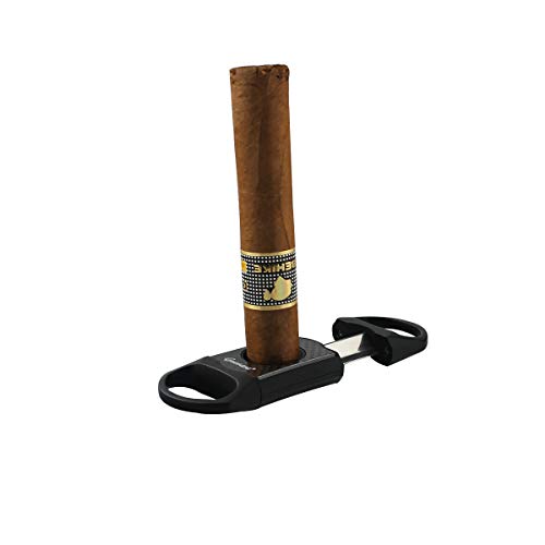 Cigar Cutter V-Cut Stainless Steel Guillotine Cut Blade High Quality with Attractive Gift Box (Black)