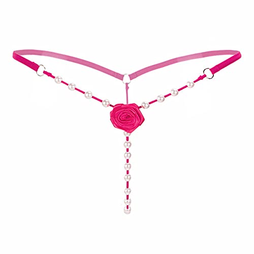 Image of Women's Pearl T Back G String Embroidery Rose Flowers Beaded Thong Panty Underwear Sexy Micro Underpant Christmas
