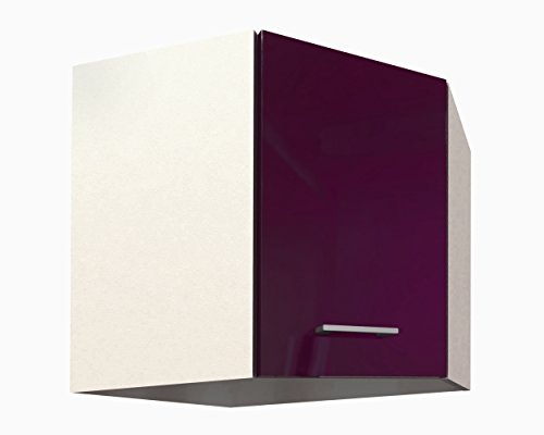 Berlioz Creations PRIMA PG58HGA Meuble Angle Haut de Cuisine, 1 Porte décors Aubergine Brillant, 57,5 x 57,5 x 55,4 cm, Fabrication 100% Française