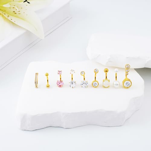 LEE&RO Belly Button Rings 14G Belly Piercing Jewelry Navel Rings Surgical Steel Belly Rings3