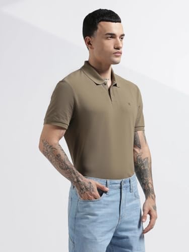 Image of Solid Regular fit Cotton Polo t-Shirt