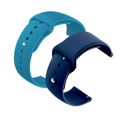 Image of YODI New Accessories Silicone 22MM Strap Belt Band for Smart Watch (Set of 2 Color) Combo Pack (Smart Watch NOT Included) (Mist Blue-Blue)