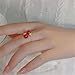 Dtja Dainty Balls Adjustable Open Wrap Ring for Women Gold Plated Stacking Statement Wedding Artificial Jade Shell Stone Finger Rings Fashion Layered Comfort Fit Christmas Holiday Jewelry (Red Ball)