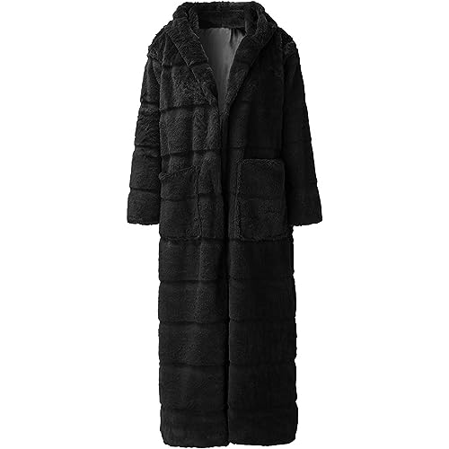 Winter Coats for Women Faux Fur Coat with Hood Plus Size Warm Fashion Fuzzy Open Front Long Cardigan Sherpa Overcoat4