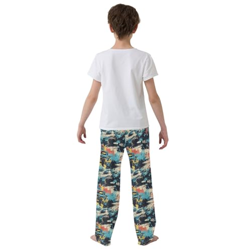 Pajama Bottoms, Colorful Doodle Monster Truck Pajamas Pant Lounge Wear Sleep Long Pants Casual Sleepwear PJS3