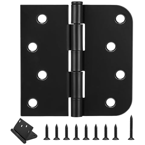 Exterior Door Hinges 3 Pack 4 Inch Black Door Hinges with Square & Round Corners, Removable Pin, Door Hinge Black Matte for Heavy-Duty Front & Back Door Cover
