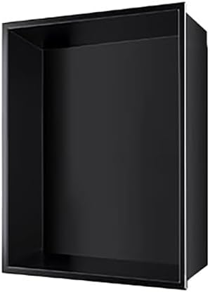 Waterproof Shower Niche Recessed,Recessed Niche,No Tile Needed Wall Niche for Bathroom/Kitchen/Dining Room, Insert Black Stainless Steel Shower Niches Storage S,Black-90x28x12.5cm