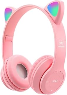 Cat ears wireless pink stereo headset P47M