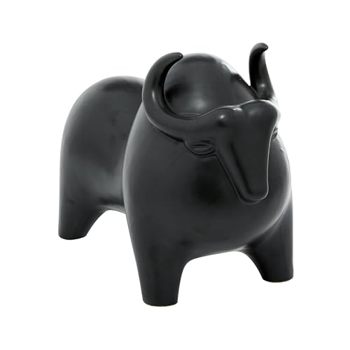 Escultura Decorativa de Cerámica Porcelana Toro Negro 13"x6"x9"