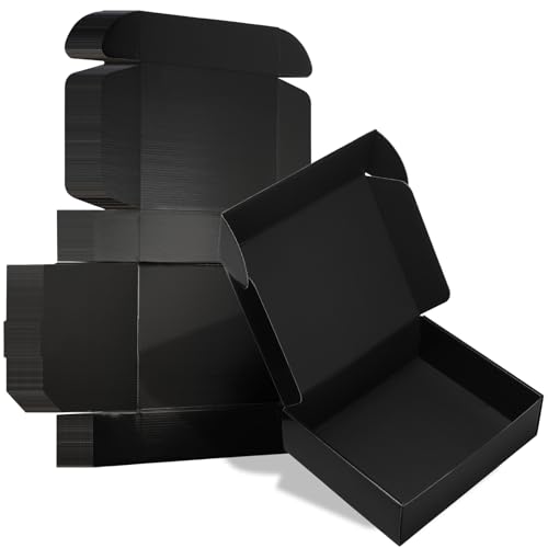 Image of ZBEIVAN 10x8x3 Black Small Shipping Boxes, 30 Packs Corrugated Cardboard Mailer Boxes for Packaging Small Business Mailing Gifts Wrap Boxes with Lids