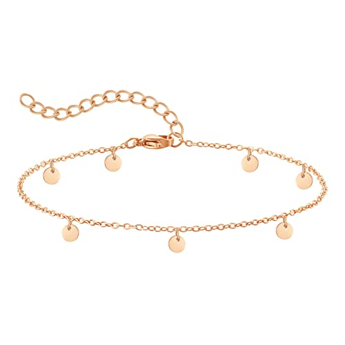 AFSTALR Fußkette Damen Fusskette Edelstahl Silber Fußkettchen Für Damen Edelstahl Verstellbare Fußschmuck Coin Fußkette Für Damen Roségold Cover