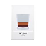 ALKoy Cocktail Wall Art, Black Russian Print, Framed Poster, Vodka Coffee Gift, Decor, Prints In Kitchen, Poster for Room Aesthetics Canvas Wall Art Poster And Print Unframe-style 20x30inch(50x75cm)